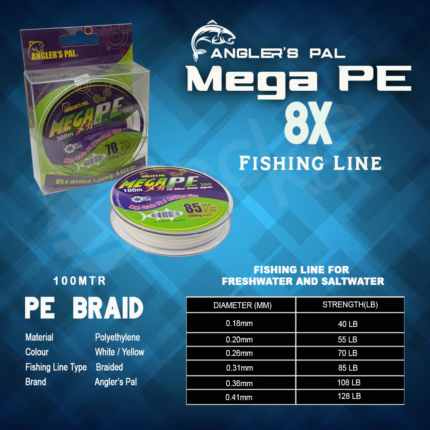 ANGLER'S PAL MEGA PE 8X BRAIDED LINE 100 MTR