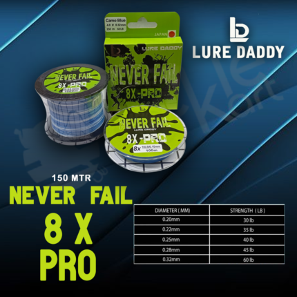 LURE DADDY NEVER FAIL 8X PRO BRAIDED LINE 150 MTR
